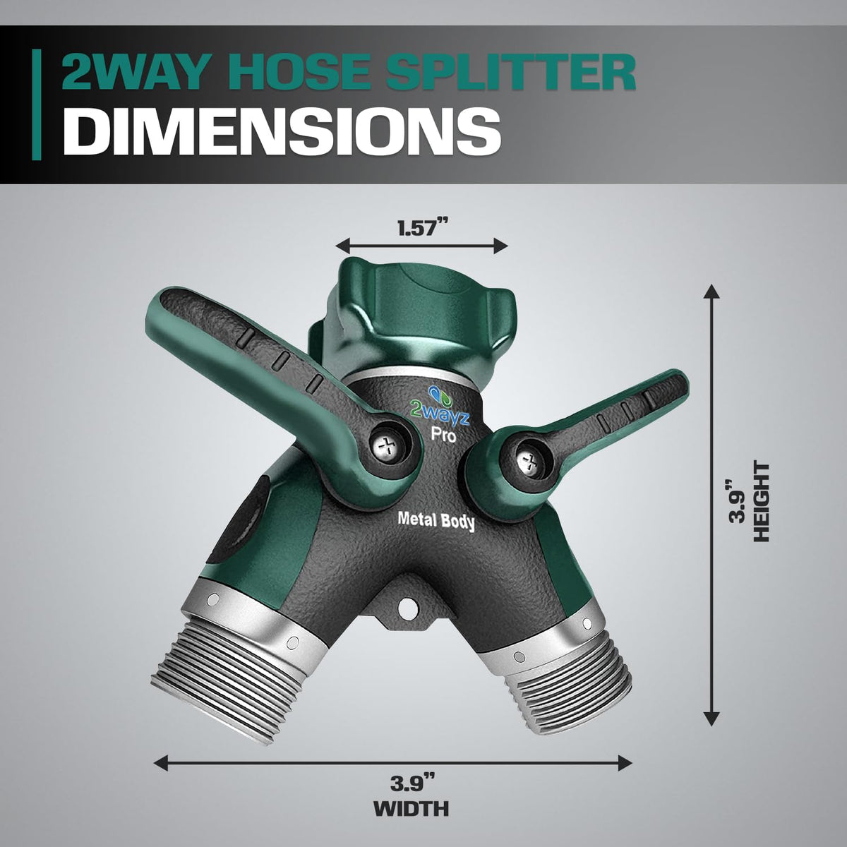2WAYZ Hose Splitter 2 Way Heavy Duty Outdoor Faucet and Garden Connector - Water Spigot Splitter