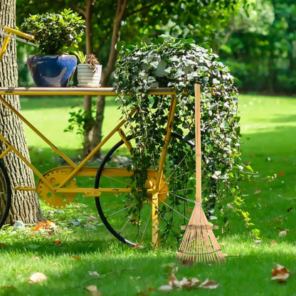 Wooden Garden Rake 20 Tines Hand Rake for Leaves Soil Spreading Lawn Care Yard Tool for Gardening