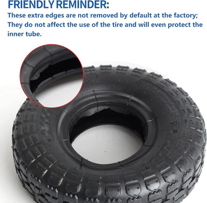 4.10/3.50-4 Replacement Tire and Inner Tube Set, 2 Pack, 10" Heavy Duty Tire and Tube, TR-13