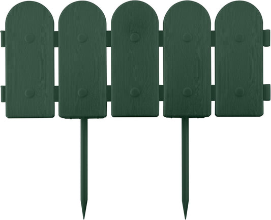 Evelyne Garden Border Edging: Wooden Fence Design - 8pcs Green Yard Landscaping Fence Liner Lawn