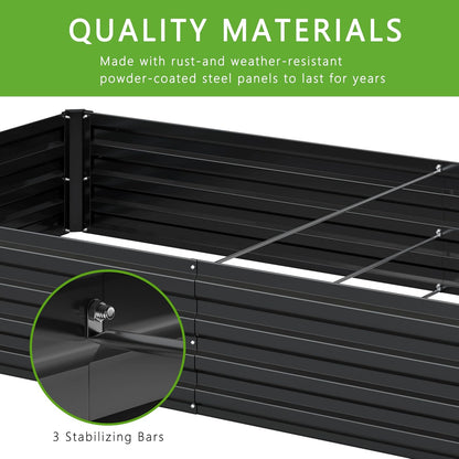2PCS 8x4x1FT Galvanized Raised Garden Bed Kit,Vegetable Boxes-Rectangle Metal Flower Box,Large