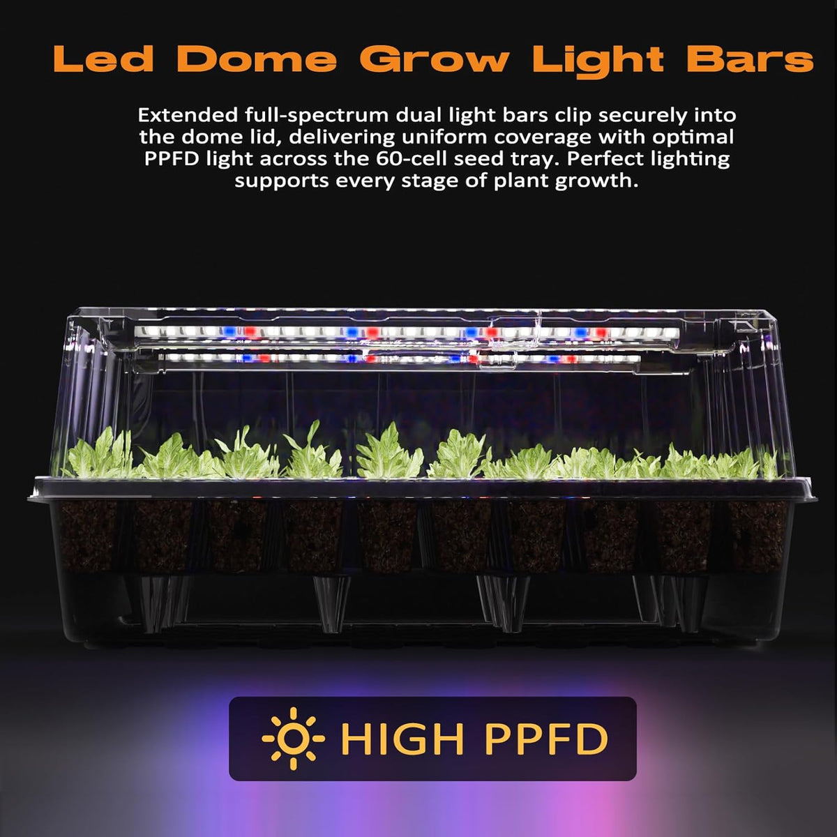 120-Cell Self-Watering Seed Starter Tray with Grow Light, Seed Starter Kit with 4.07” Humidity