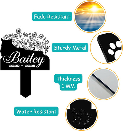 Cat Headstone and Grave Marker – Personalized Outdoor Grave Marker for Pets with Custom Name and