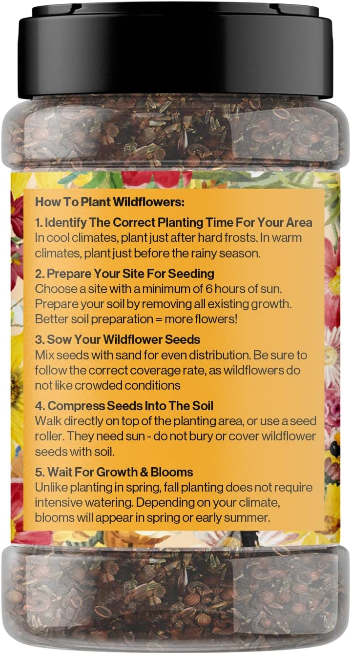 Mini Wildflower Seed Shaker - Save The Bees Seed Mix, by GevaGrow | 80,000+ Seeds | Pollinator &
