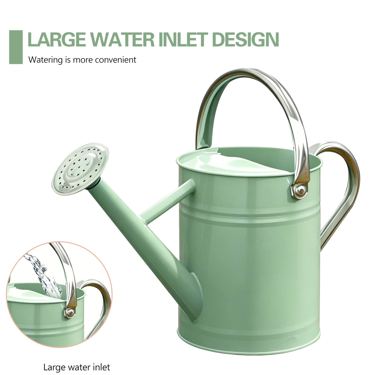 Metal Watering Can for Outdoor Plants, Watering Can 1 Gallon,Cream Green