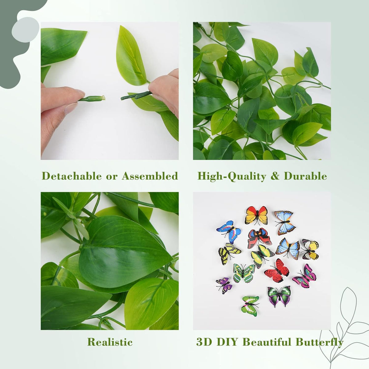 BLEUM CADE Fake Hanging Plants, 2pcs Artificial Hanging Plant, Faux Pothos Vines Hanging Plant