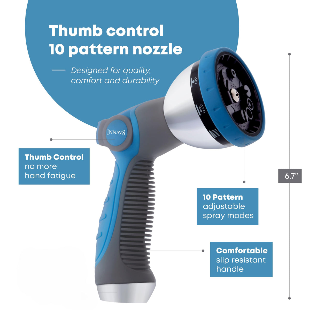 INNAV8 Garden Hose Nozzle Heavy Duty, Water Hose Sprayer Nozzle for Outdoor