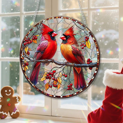 Xmas Suncatcher Bird Window Hanging - Christmas Snowman Suncatcher for Door Terrace Garden Home