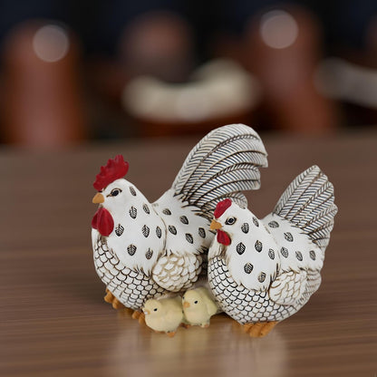 Chicken Family Decorative Sculpture, Indoor/Outdoor Outdoor Garden Statue,Rooster, Hen, Chick