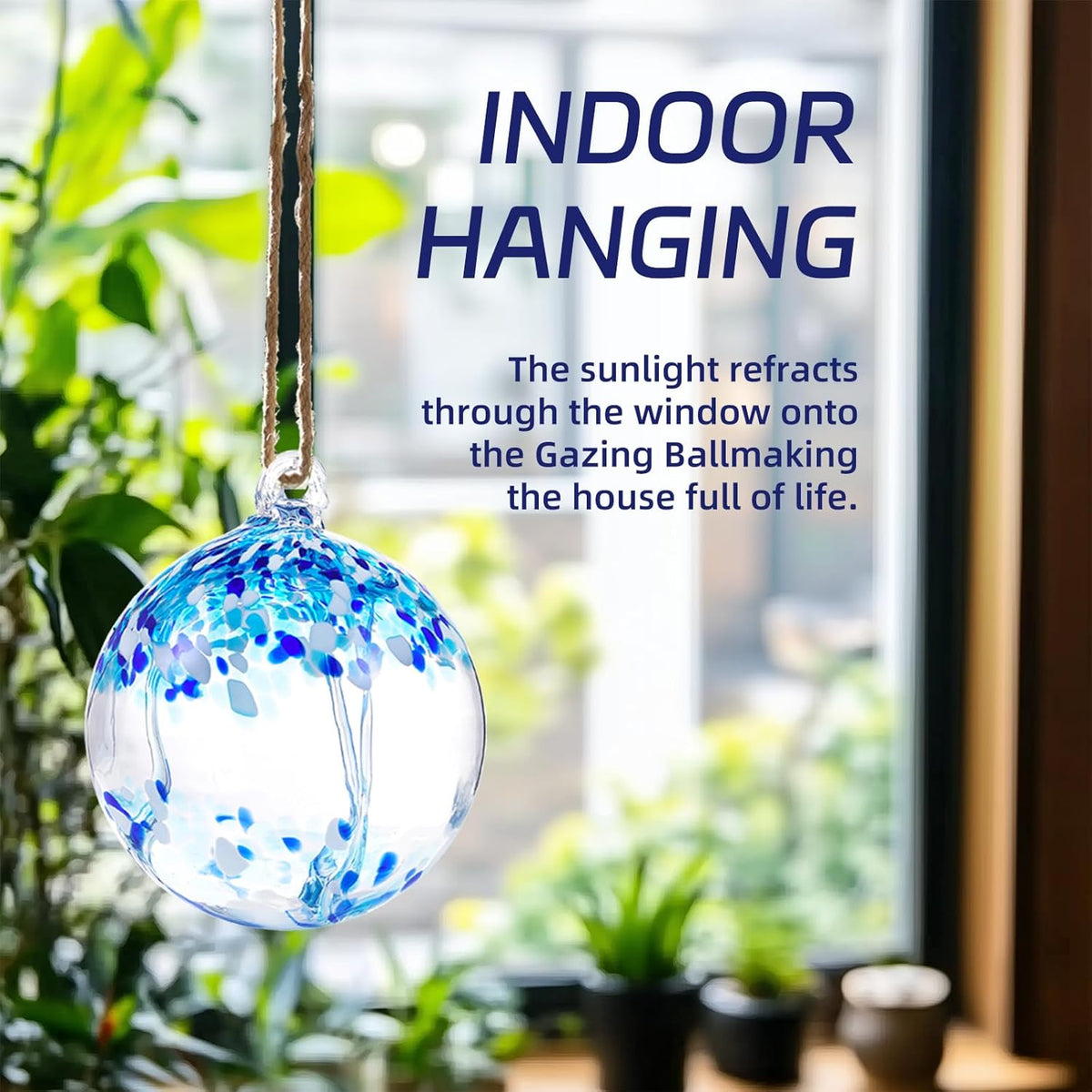 VOREEN 6" Hanging Glass Garden Gazing Ball Hand Blown Glass Witch Ball Christmas Ornament
