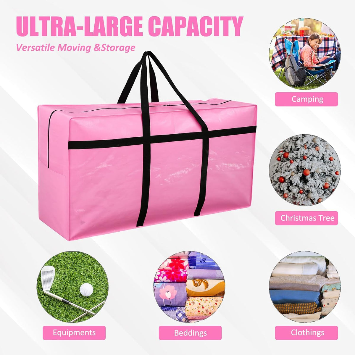 4 Pcs 96 Gallon Large Moving Bags with Zipper and Handles Foldable Storage Duffle Bags Heavy Duty