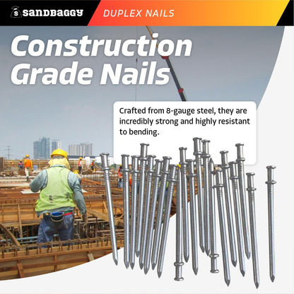 Sandbaggy 16d Duplex Nails (3.5" Long) - Temporary Construction, Concrete Forms, Scaffolding - 8