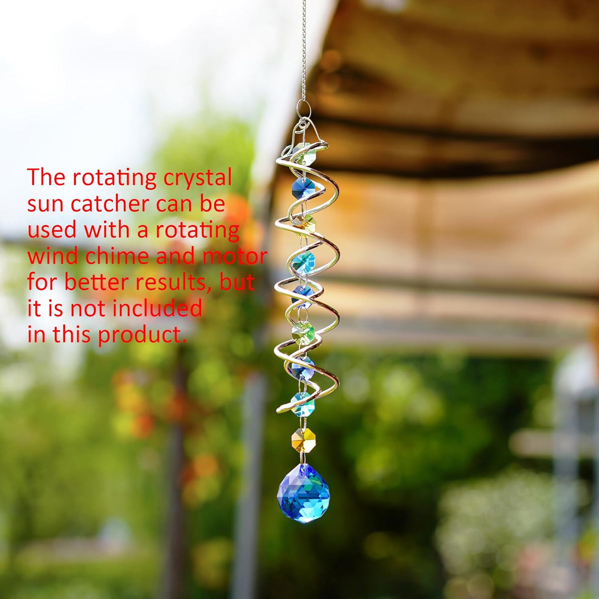 H&D HYALINE & DORA 20.5inch Gazing Ball Spiral Tail,Decorative Wind Spinner Sun Catcher,Rainbow