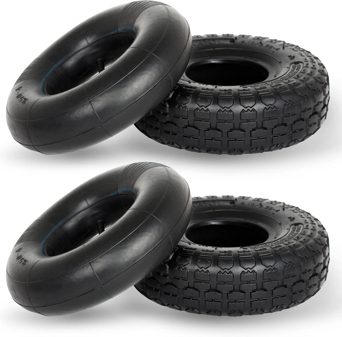 4.10/3.50-4 Replacement Tire and Inner Tube Set, 2 Pack, 10" Heavy Duty Tire and Tube, TR-13