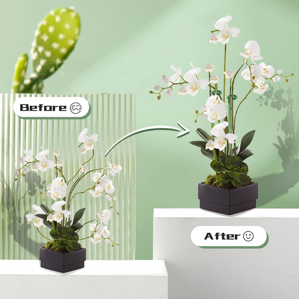Invisible Plant Sticks 17 inch &11 inch SupKing 16Pcs Orchid Stakes with Clips for Support Small