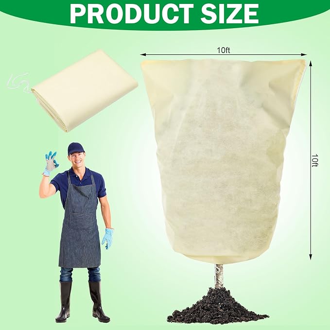Plant Covers Freeze Protection 10 x 10 ft Extra Large Frost Cloth Plant Covers with Zipper