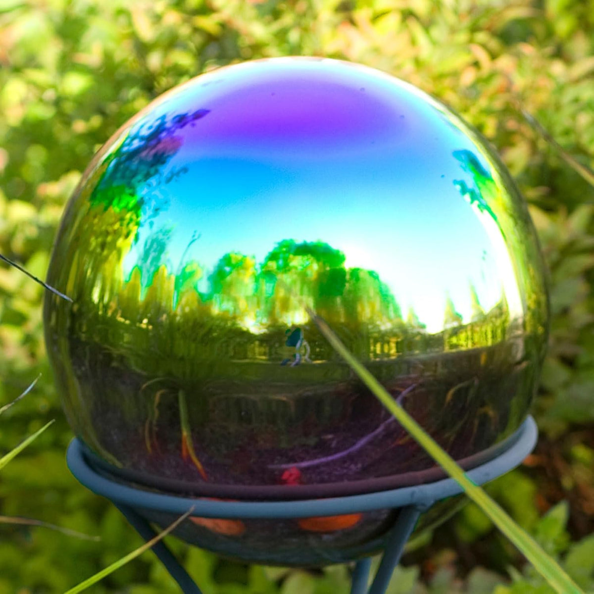 uxcell Rainbow Gazing Ball 3.15 Inch 80mm Reflective Sphere Polished Hollow Ball, Stainless Steel