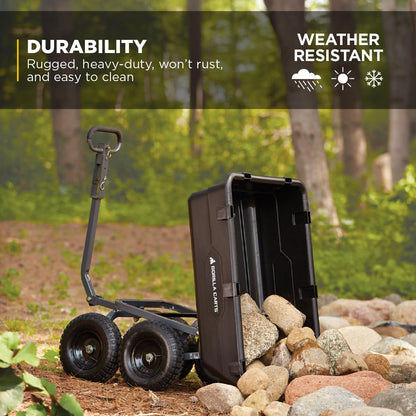 Gorilla Carts Poly Garden Dump Garden Cart with Easy to Assemble Steel Frame, Camping Wagon with