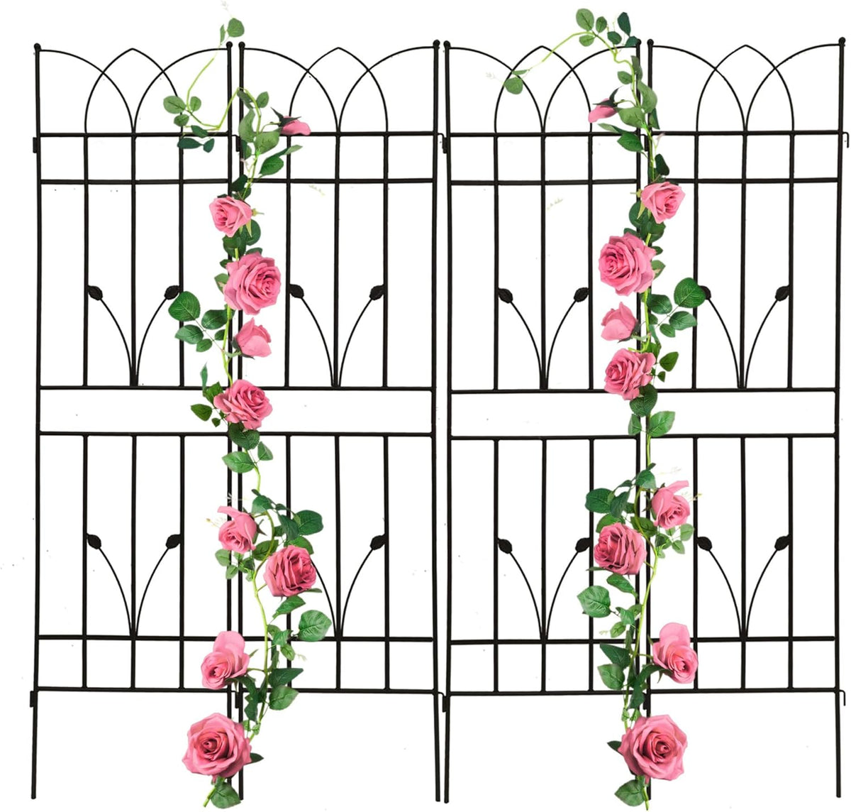 4 Pack Metal Garden Trellis 71" Black Fence Rustproof Garden Trellis for Climbing Plants Support