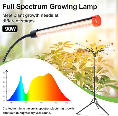 10Head Grow Lights for Indoor Plants, Seed Starting, Vegetables, Bonsai with Tripod Stand and Auto