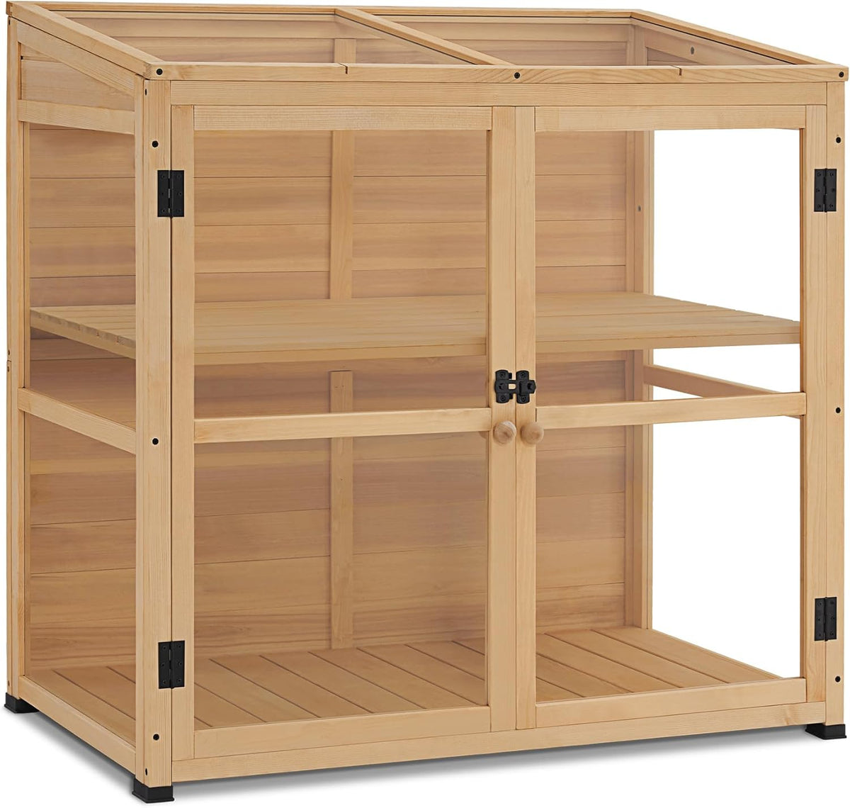 Macrout Wooden Cold Frame Greenhouse Cabinet Kit with Adjustable Shelf and Lockable Door, Fully