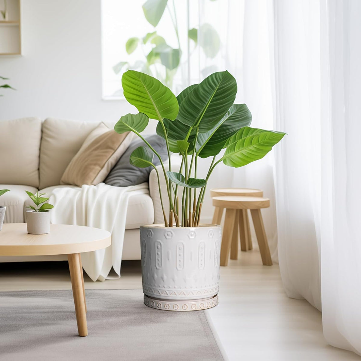 Ceramic Planter Pot - 10 Inch Plant Pot for Indoor Outdoor Plants Round Large Flower Pot with