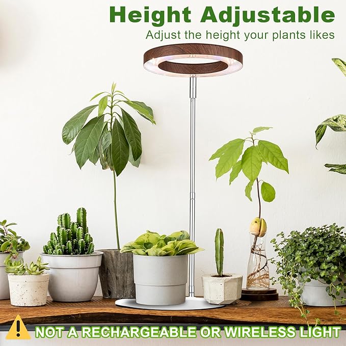 yadoker 72 LEDs Plant Grow Light for Indoor Plant,Aluminum Walnut Wood Grain Desk LED Grow Light