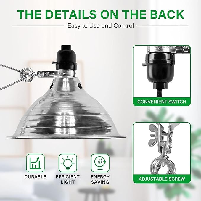 Simple Deluxe Clamp Lamp Light 150 Watt with 8.5 Inch Aluminum Reflector (no Bulb Included), 6 Feet