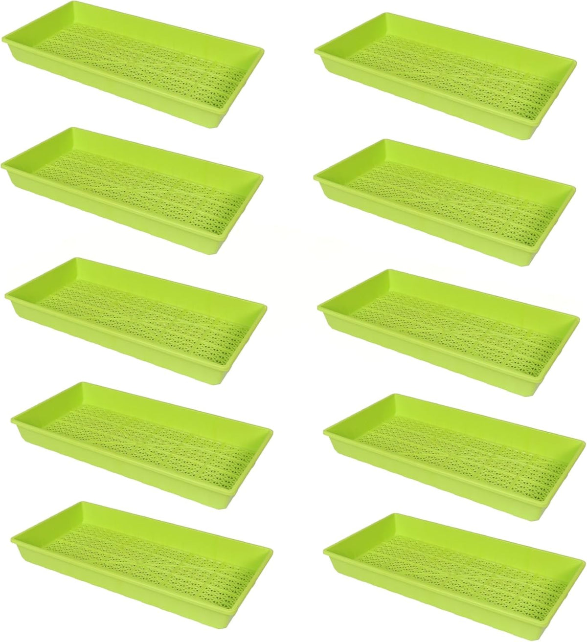 SUNPACK 10" x 20" Heavy Duty Mesh Plastic Seed Starting Tray, Lime Green, 2.3" (Pack of 10)