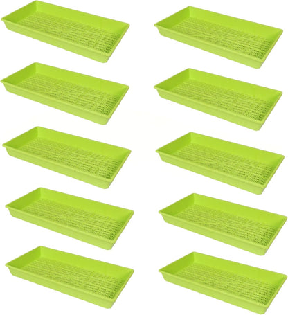 SUNPACK 10" x 20" Heavy Duty Mesh Plastic Seed Starting Tray, Lime Green, 2.3" (Pack of 10)