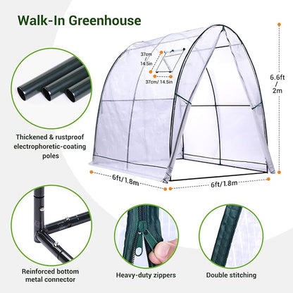 Ohuhu Portable Tunnel Greenhouse Outdoor: Heavy Duty Walk in Green House with Mesh Windows Durable