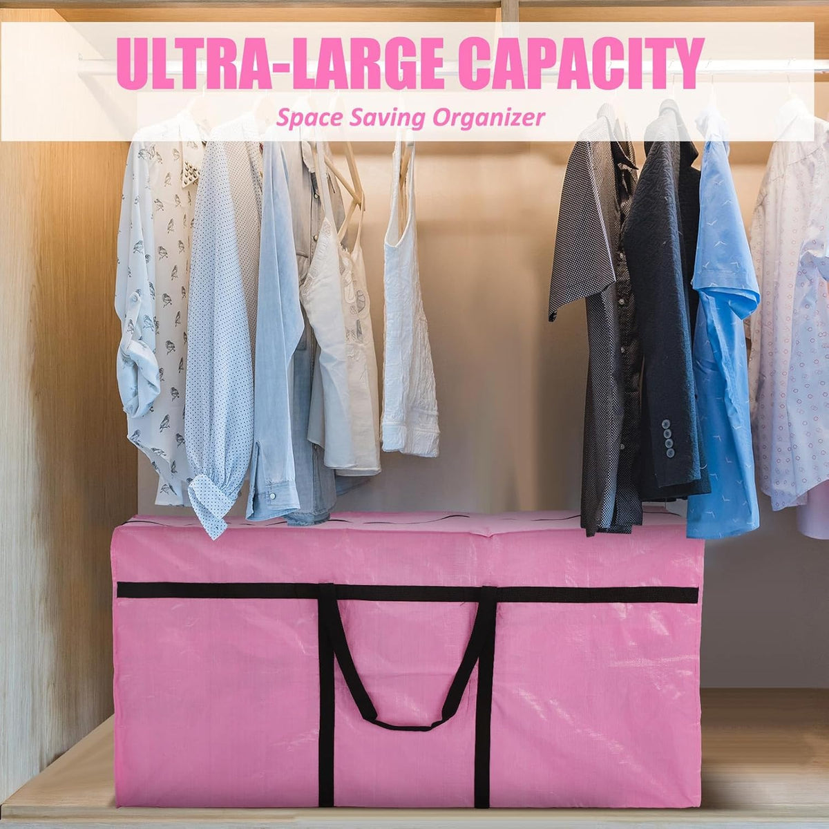 4 Pcs 96 Gallon Large Moving Bags with Zipper and Handles Foldable Storage Duffle Bags Heavy Duty
