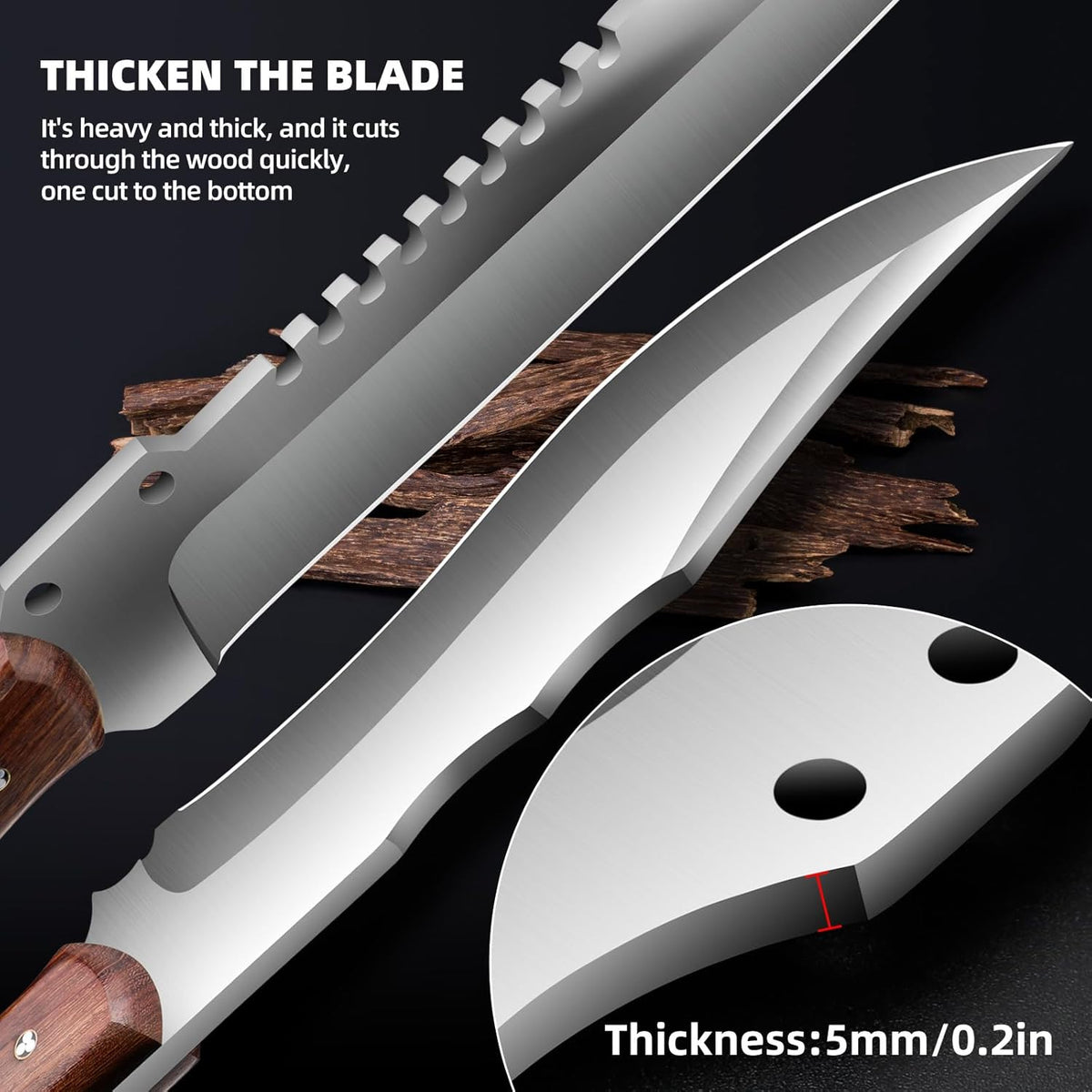 Outdoor Short Machete with Sheath for Cutting Trees, for Yard Work and for urvival Machete Ideal