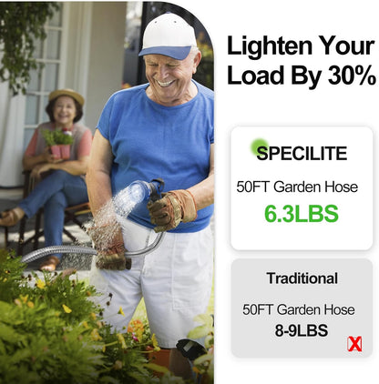 SPECILITE 75ft 304 Stainless Steel Garden Hose Metal, Heavy Duty Water Pipe with Nozzles for Yard