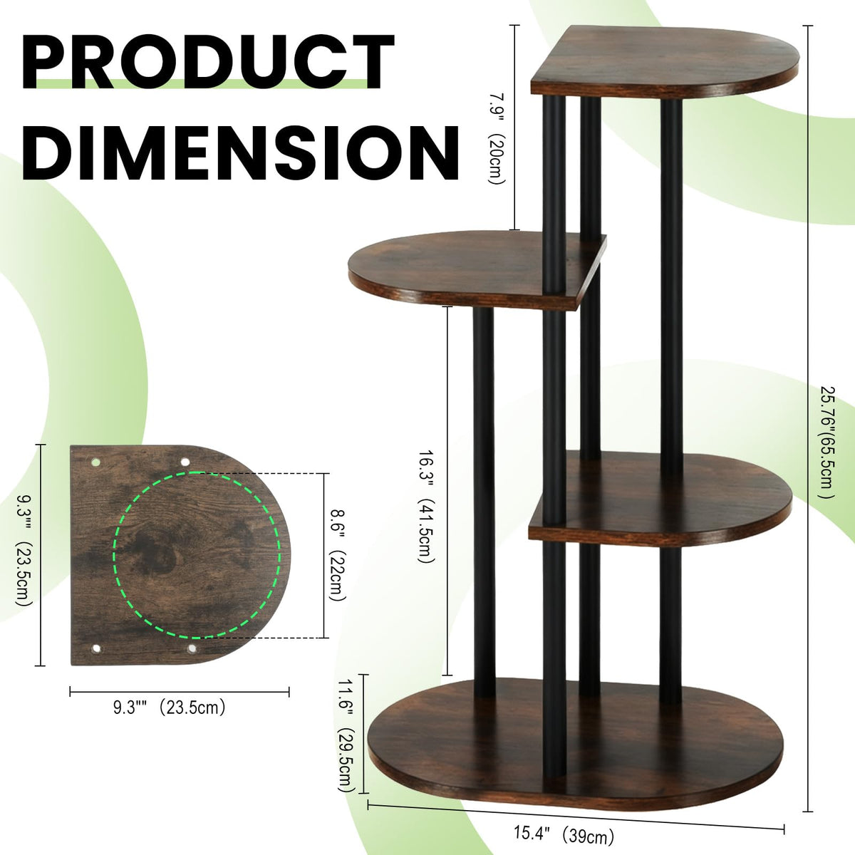Korrie Home Tiered Plant Stand Indoor, Tall 4 Tier 5 Potted Wooden Plant Shelf for Multiple Flower