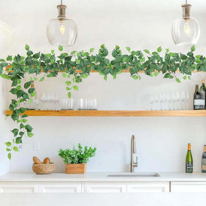Dremisland 4 Strands Artificial Scindaps Vines Garland 6.7ft Fake Vines Ivy Garland Silk Green