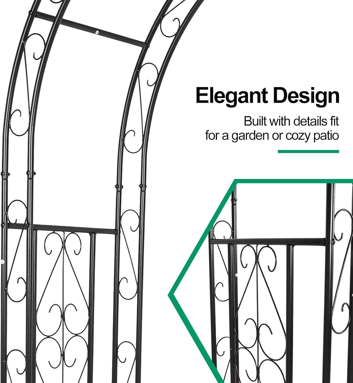 Metal Garden Arch 7.0ft High X 4.5ft Wide Garden Arbor for for Climbing Plants Roses Vines, Wide
