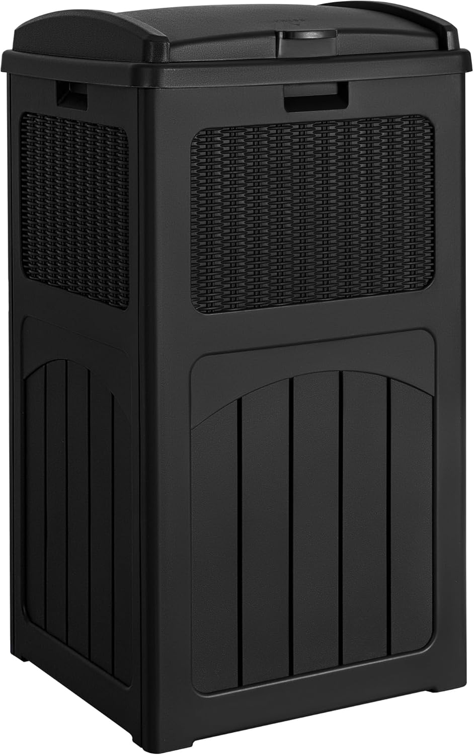 Devoko 33 Gallon Outdoor Trash Can with Dual Lid, Heavy Duty Waterproof Resin Garbage Bins Outside