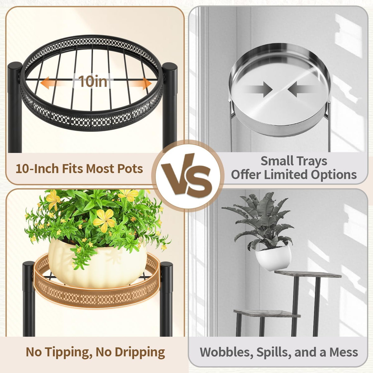 LASZOLA 6 Tiered Folding Tall Plant Stand for Indoor Outdoor Corner, Larger Heavy Duty Metal