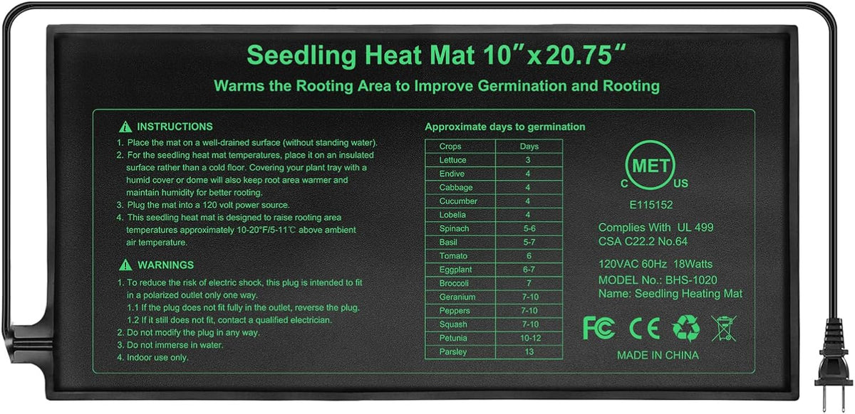 Seedling Heat Mat Hydroponic Plants Heating Pad, Seed Starting Greenhouse and Germination