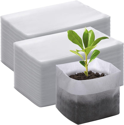 GREANER Fabric Seedling Plant Grow Bags, 200 PCS Non-Woven Plant Nursery, 9.8x11 inches