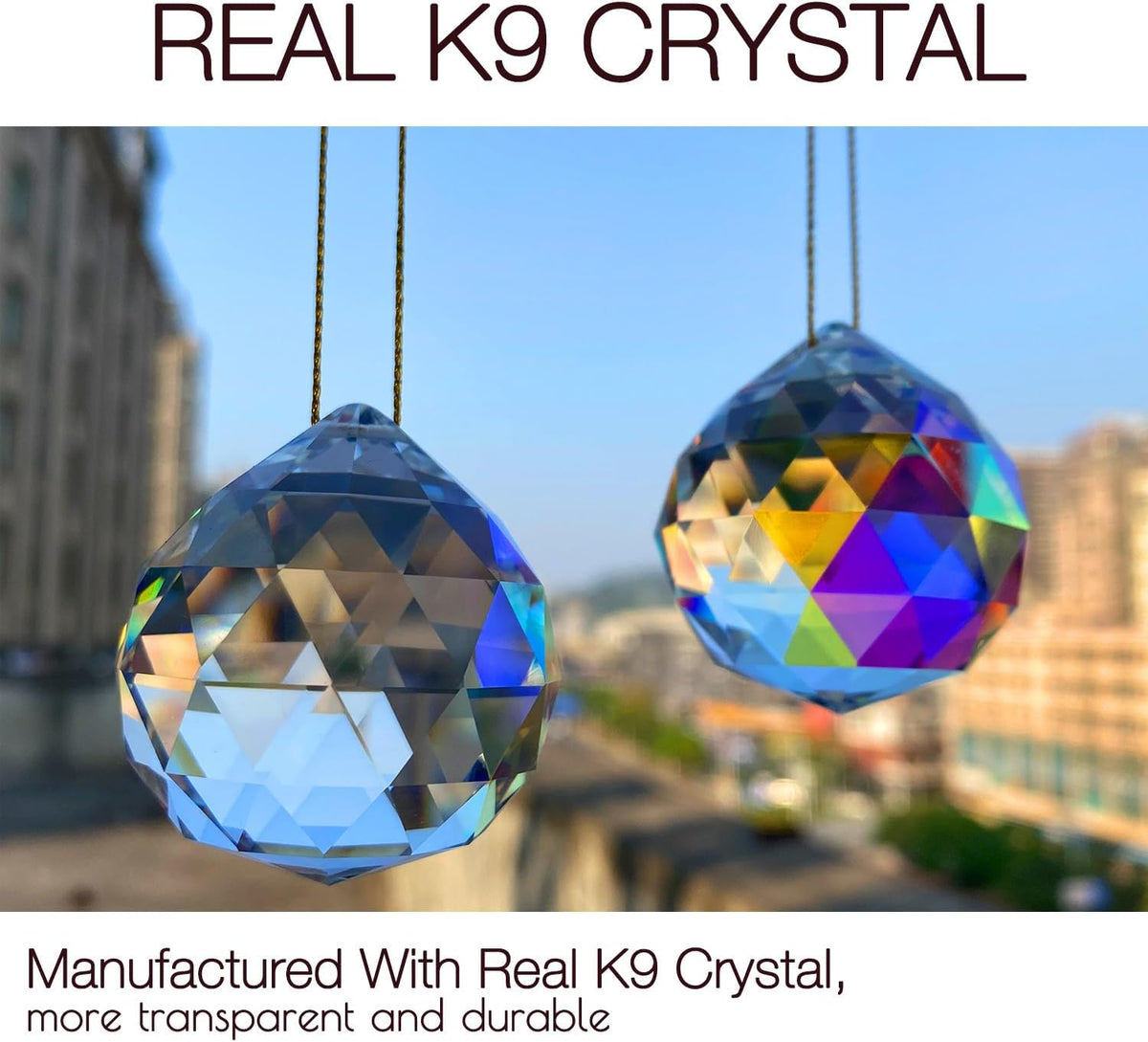 2PCS 4cm Ball Crystal Sun Catcher Prisms, STINO Hanging Suncatchers with Glass Prism, Rainbow Maker