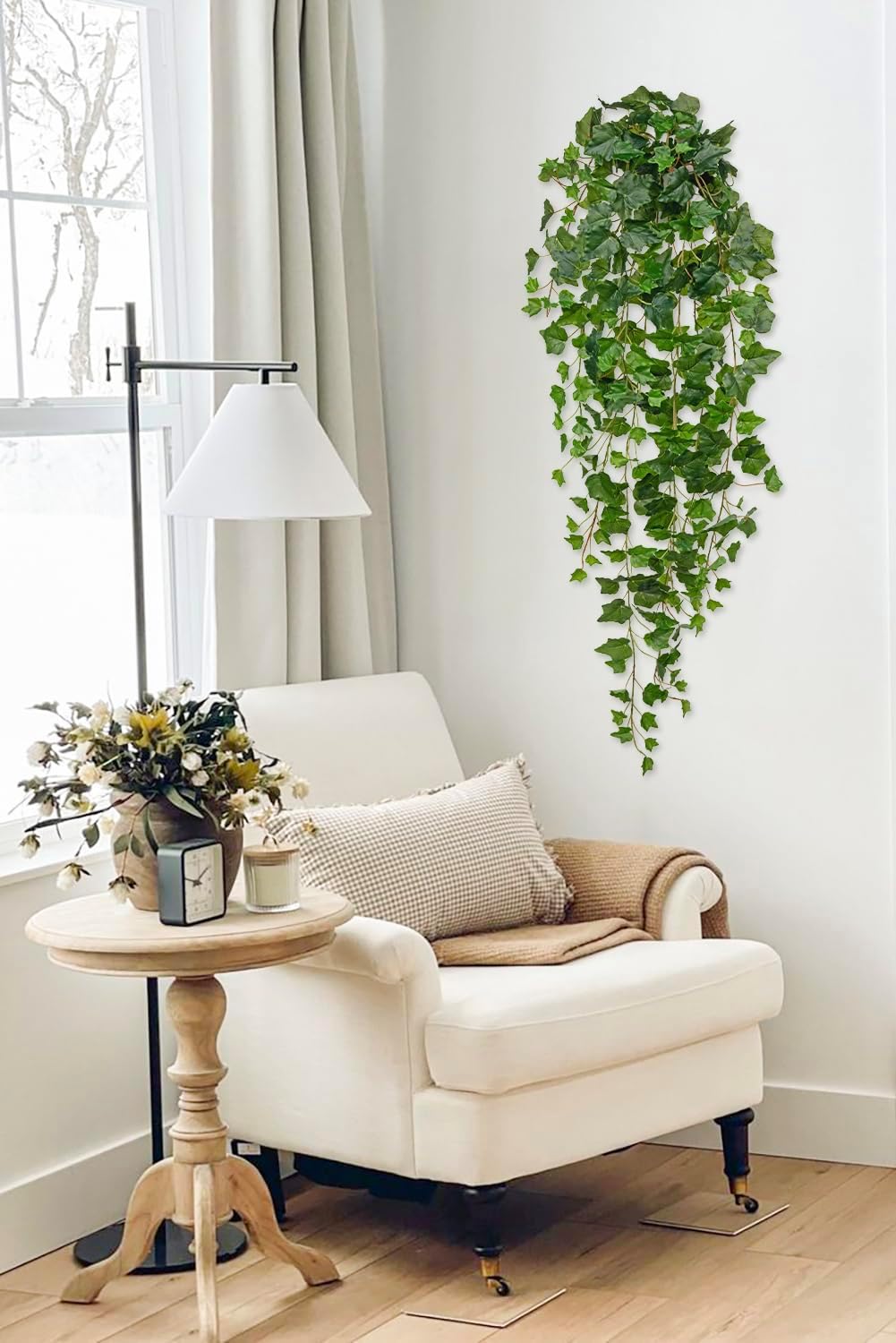 Hollyone Artificial Hanging Plants Wall Potted 47.2" Fake Ivy Vine Faux Ivy Leaves Hanging Greenery