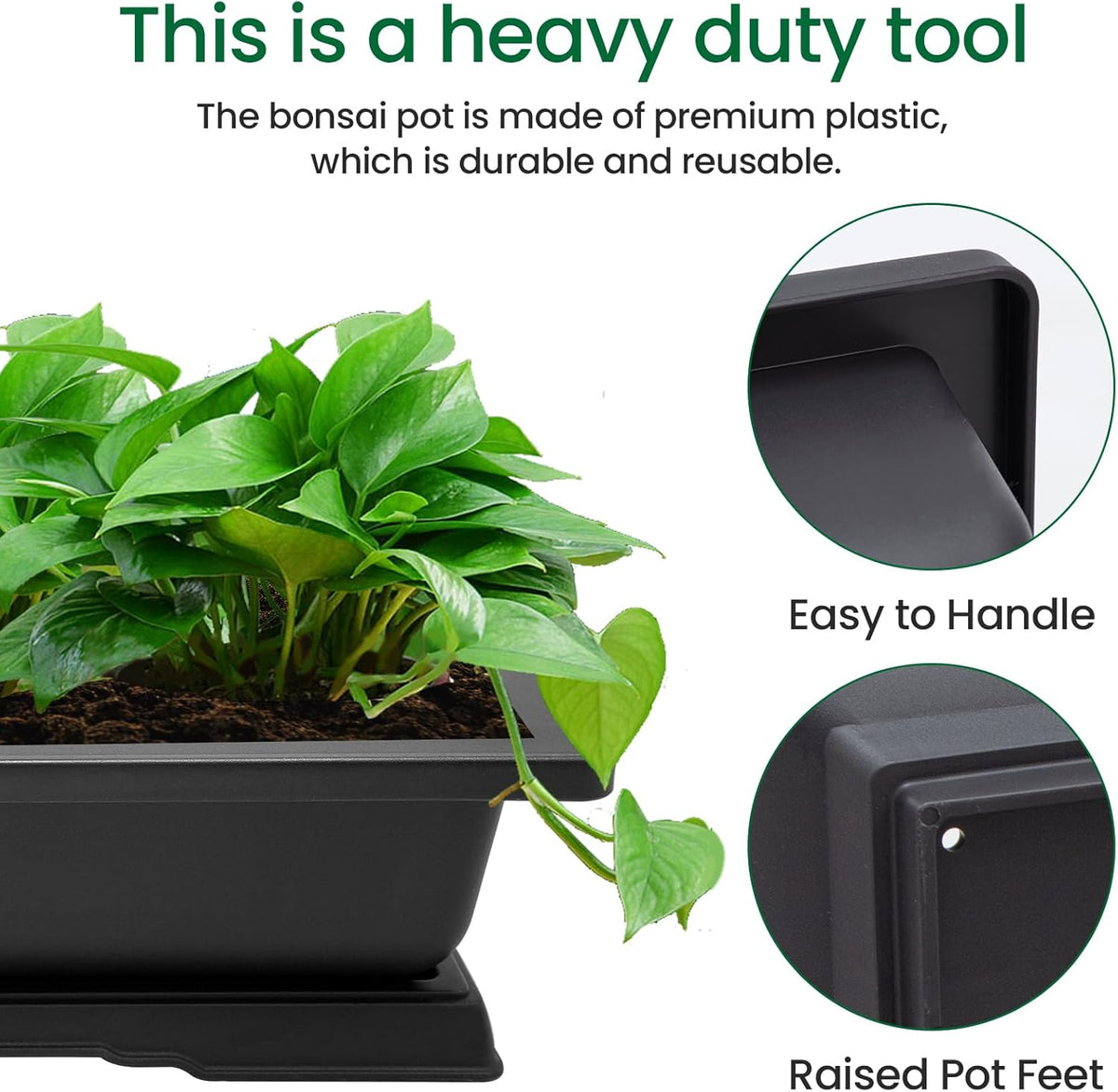 GROWNEER Large Bonsai Training Pots 3 Packs 14 Inch with Drainage Humidity Trays, Bonsai Tree