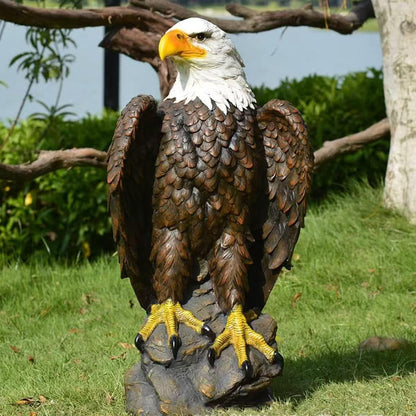 Garden and Yard Statue-Flight of Freedom American Bald Eagle Hanging Bird Statue Hand-Painted Eagle