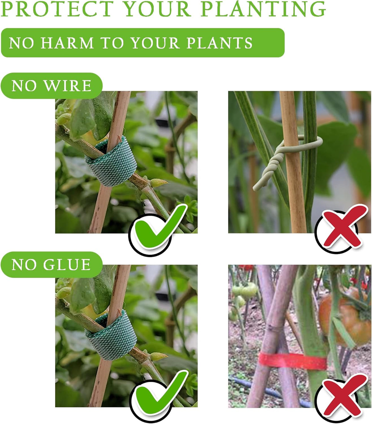 Green Garden Ties|Plant Ties for Climbing Plants 100 feet x1/2‘’in 3 Rolls|Plant Supports for