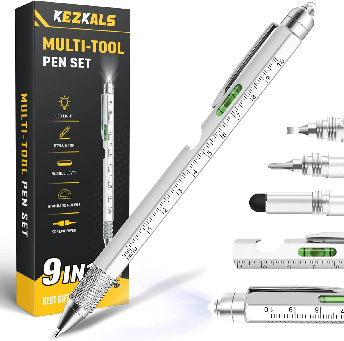 KEZKALS Stocking Stuffers for Teens, 9 in 1 Multitool Pen Gifts for Men, Mens Stocking Stuffers