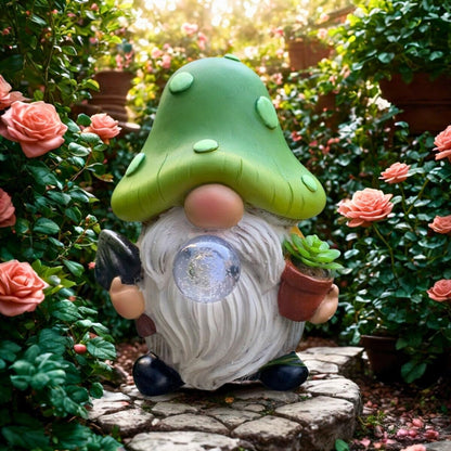 Solar Mushroom Gnomes Garden Statues Outdoor Decor with Night Glow,Cute Fairy Garden Statues for