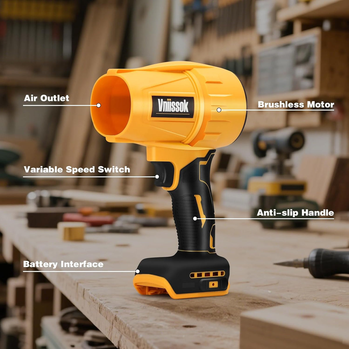 Electric Cordless Leaf Blower Dust Blower for DEWALT 20V Battery, High-Speed Motor Handheld Jet Fan