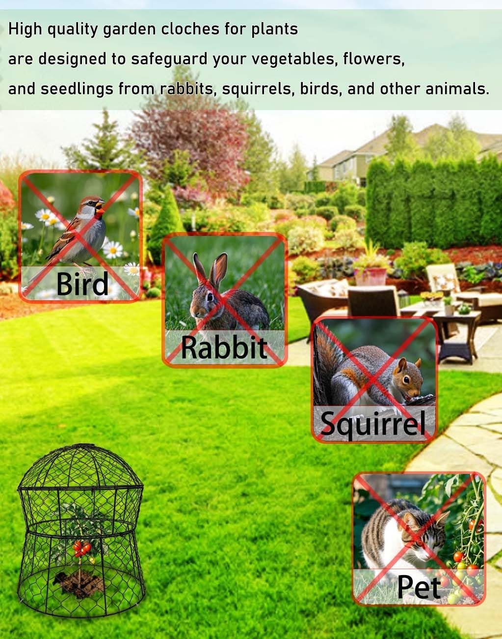 Garden Cloches for Plants 2 Pack Metal Plant Protectors from Animals Chicken Wire Cloche Updated